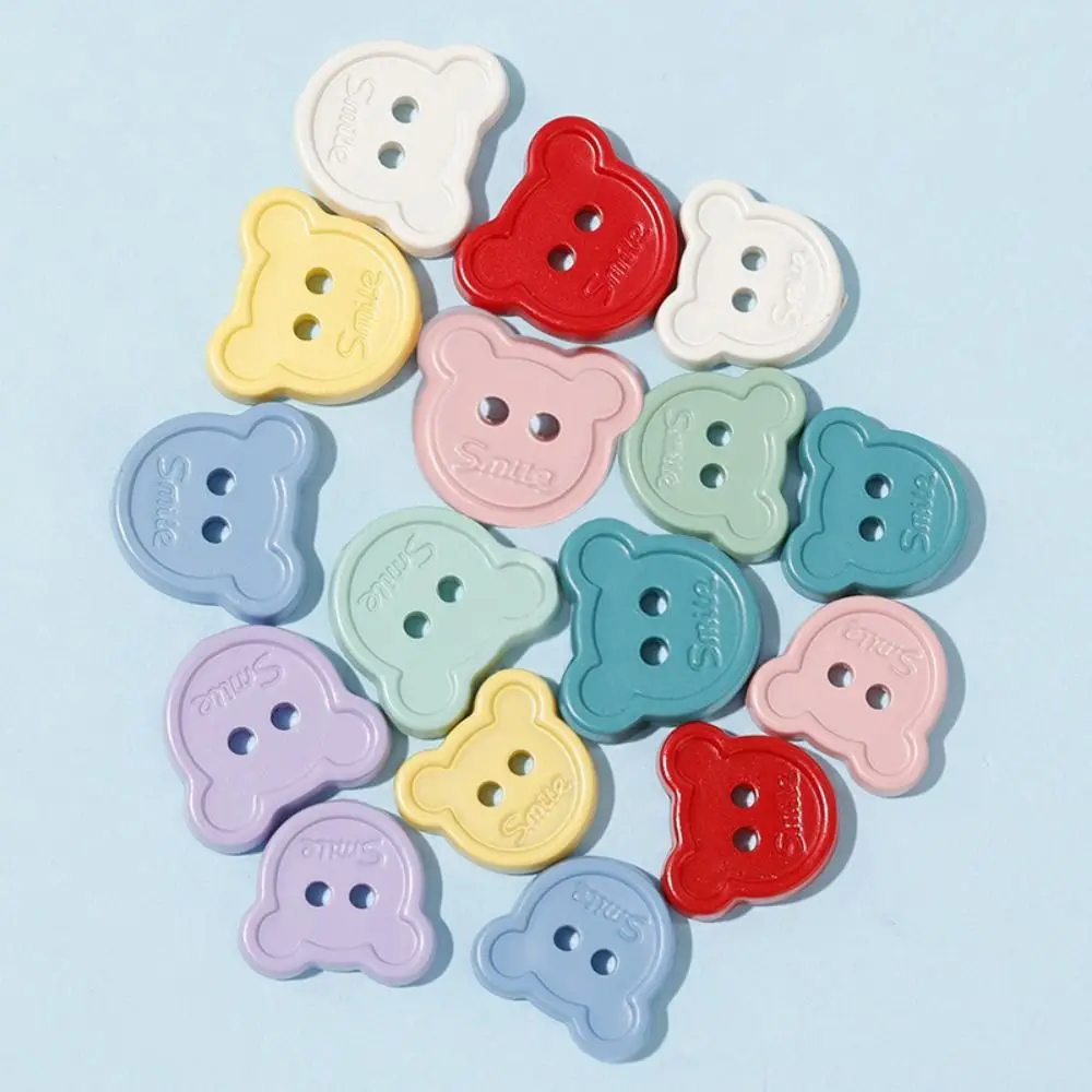 

New Cute Little Bear Buttons Plaid Colorful Garment Ornaments Plastic DIY Doll Accessory
