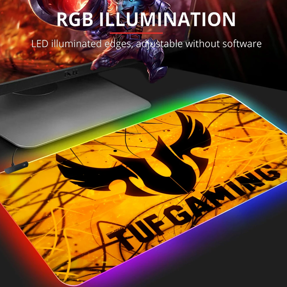 

TUF Gaming Mousepad RGB Pc Gaming Mouse Pad League of Legends Gamer Keyboard Desk Mat Mausepad Valorant Varmilo Mice Computer