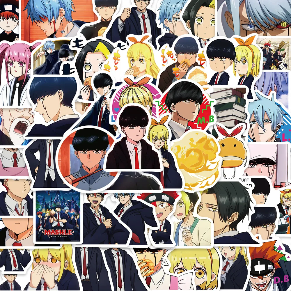50 Stück Anime Einzigartige Mashle Magic and Muscles Wasserfeste Dekor-Aufkleber für Tagebuch, Handyhülle & Notizbuch