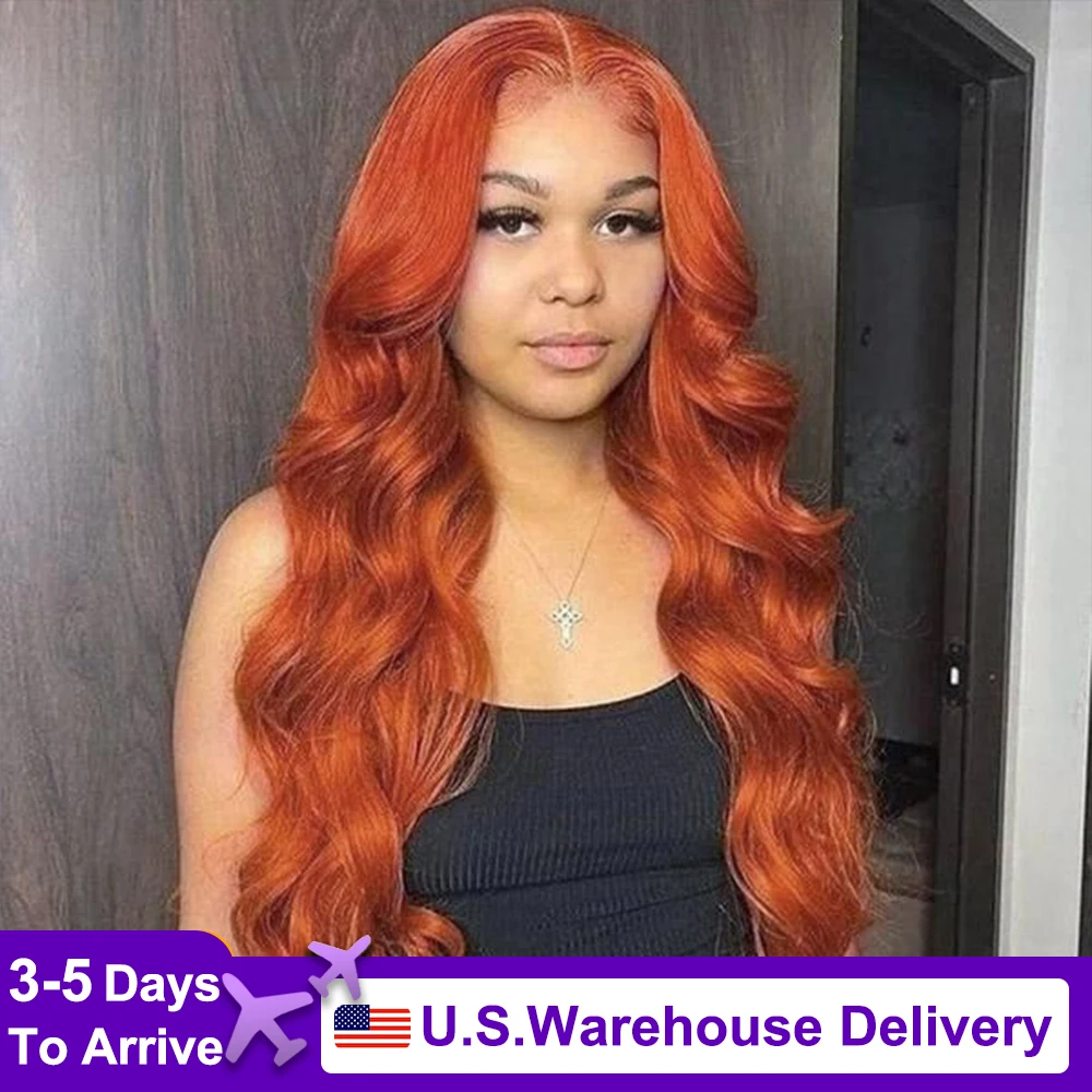 

Orange Ginger Lace Front Wig Human Hair 30Inch Curly Lace Front Human Hair Wig Body Wave 13X4 13X6Hd Lace Frontal Wigs for women
