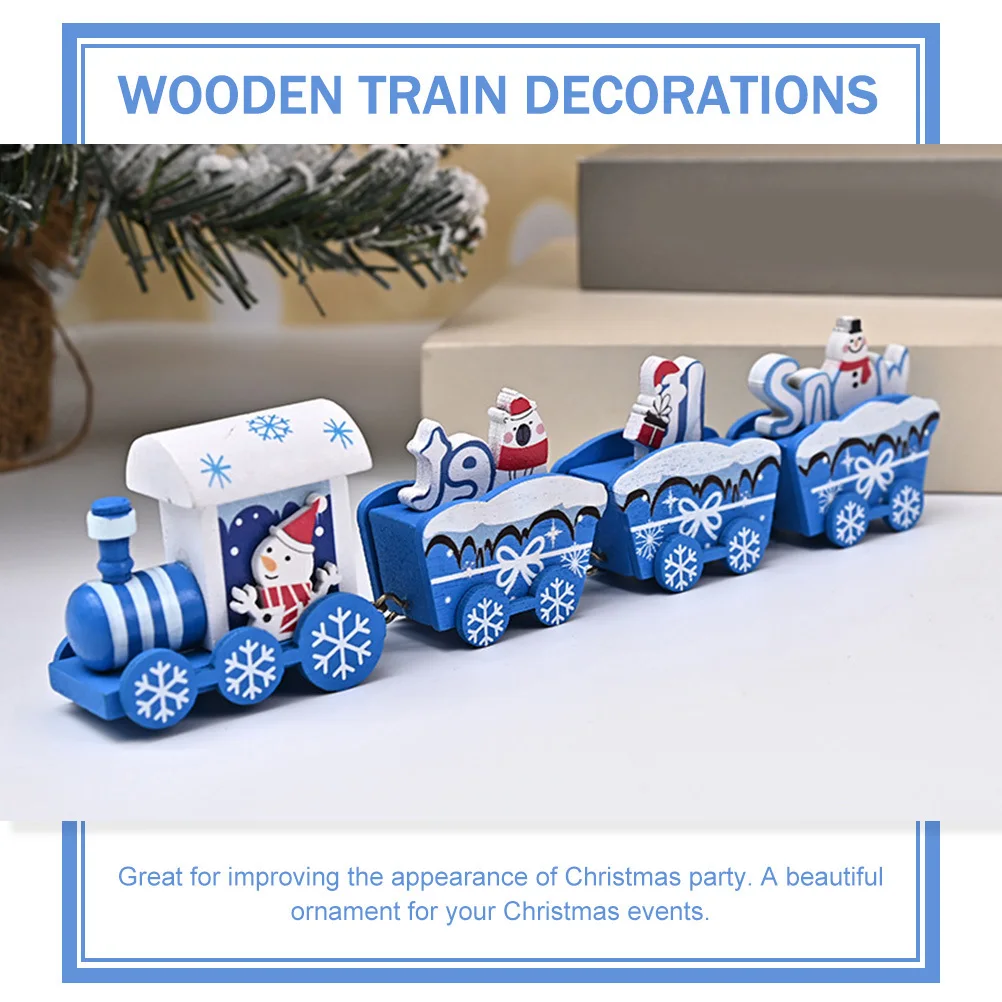 

1 Box Wooden Train Decor Xmas Desktop Centerpiece Christmas Party Decoration Kids Gift Holiday Home Ornament Festive Train Set