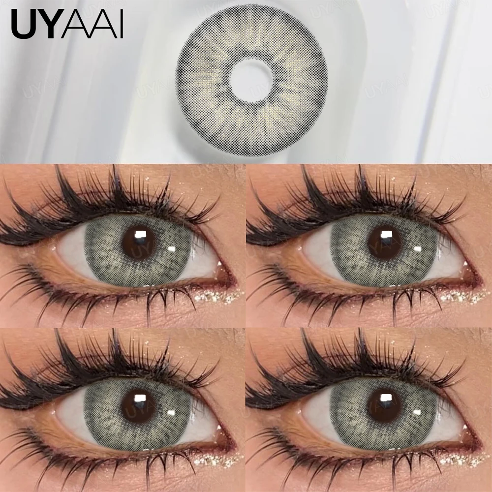 UYAAI-1 Paar modische große Linsen, farbige Kontaktlinsen für Augen, Schönheit, blaue Augenlinsen, natürliche grüne Pupillen, braune graue Linse – Detail 6