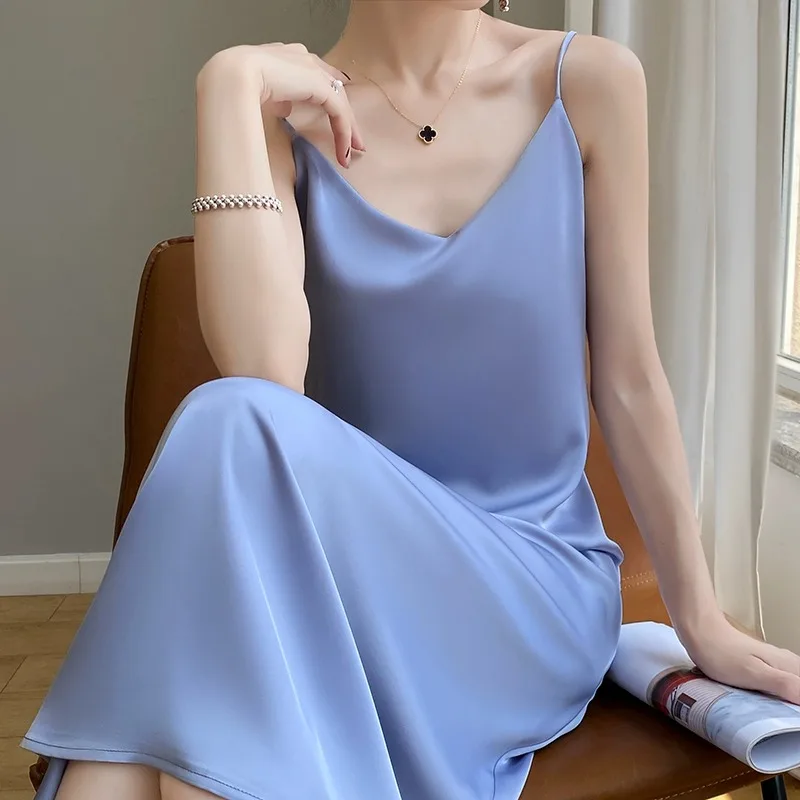 الحرير الساتان طويل الدكتور المرأة الصيف ملابس داخلية فضفاضة تصميم تحسس الجنية ثوب تنوعا الخامس Ne عالية الخصر ألف خط الدكتور #3