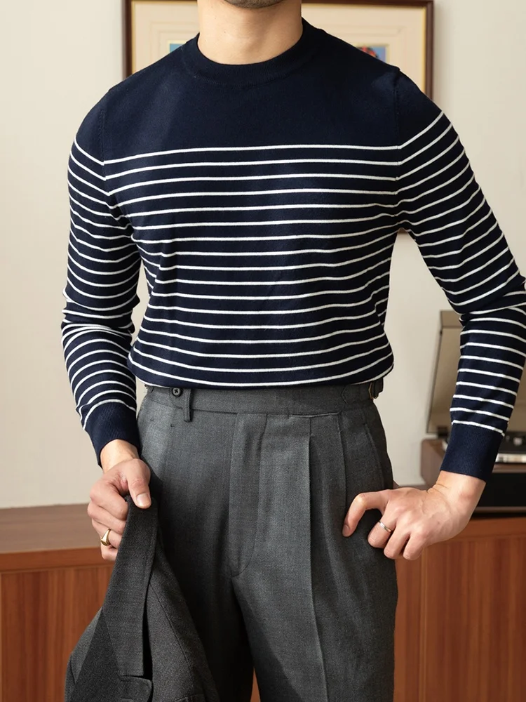 

Mr. Deer Tee Vintage Nautical Knitted Wool Base irt Casual round Ne Faionable Sweater Trendy Men's Clothing