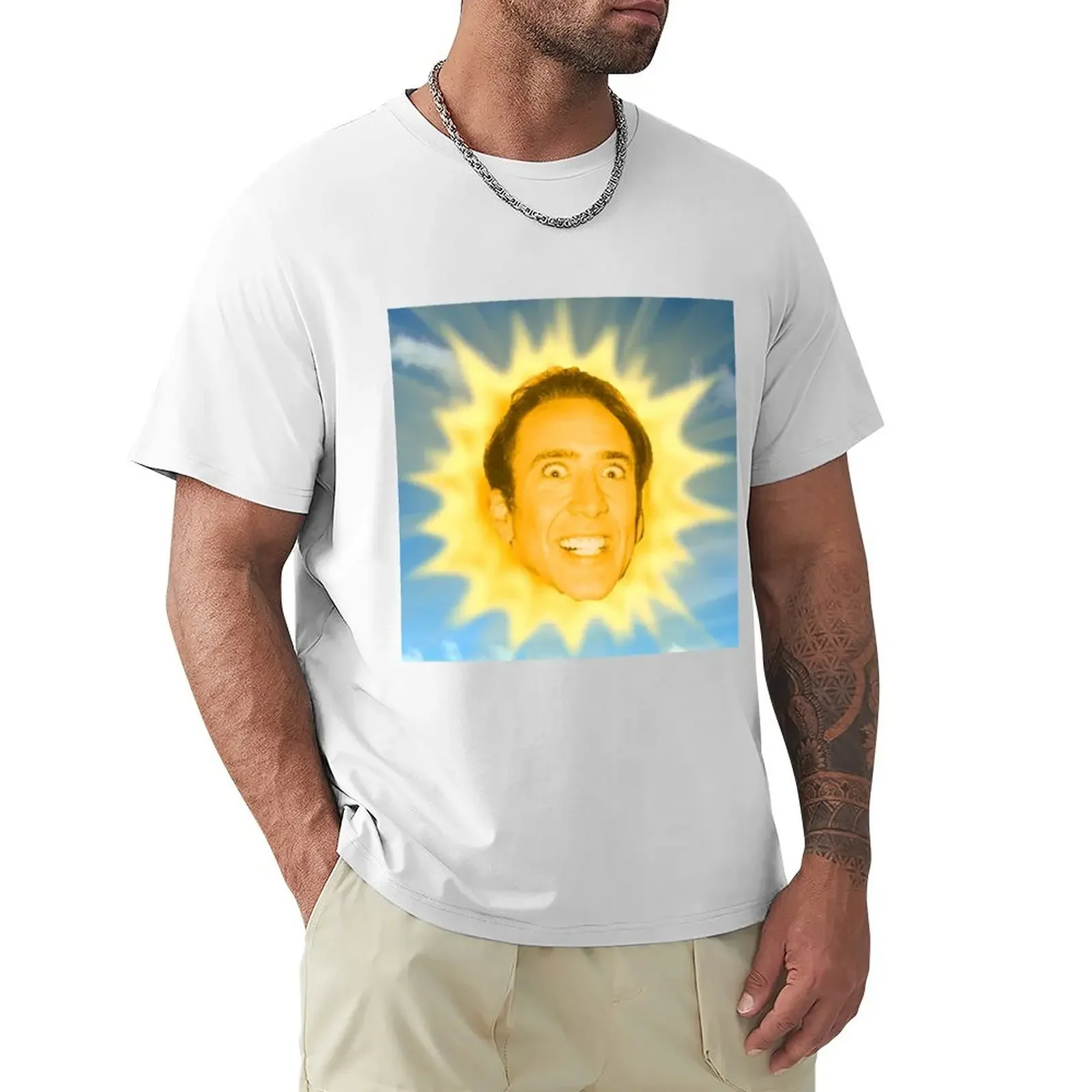 blacks graphics plain t shirts men Nicolas Cage Sun T-shirt  oversized t shirt  harajuku  streetwear