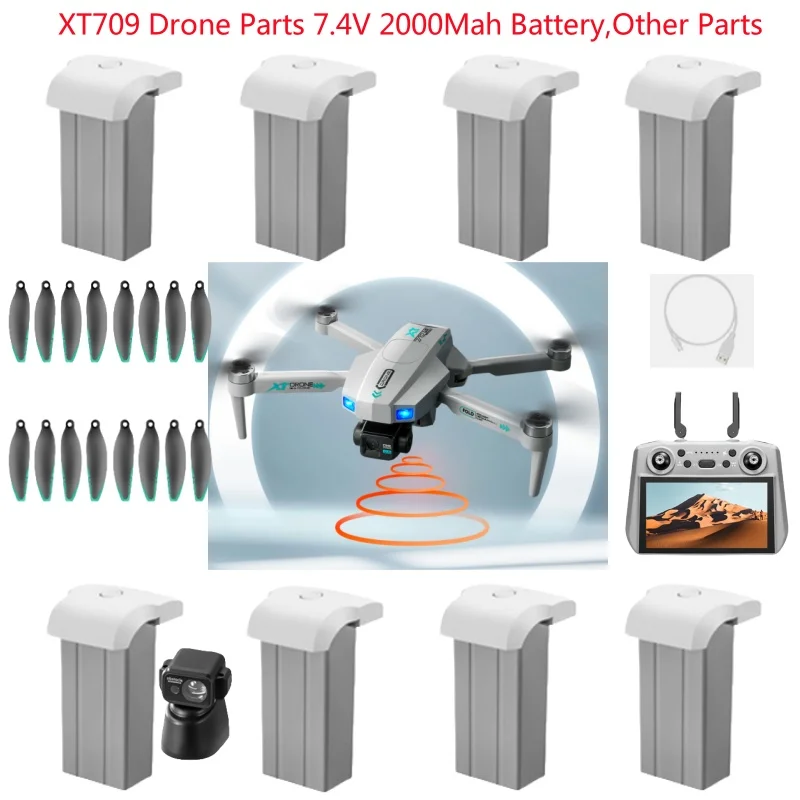 

XT709 GPS Remote Control Quadcopter Spare Parts 7.4V 2000Mah Battery Propeller USB Controller XT709 RC Drone Parts Accessories