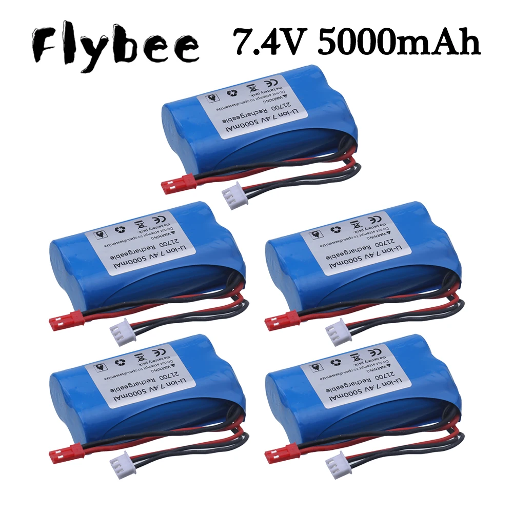 ( JST plug ) 7.4V 5000mAH Li-ion Upgrade Batery For RC Helicopter Car Tanks Trucks Boats Electric Toys parts 2S 7.4V Battery