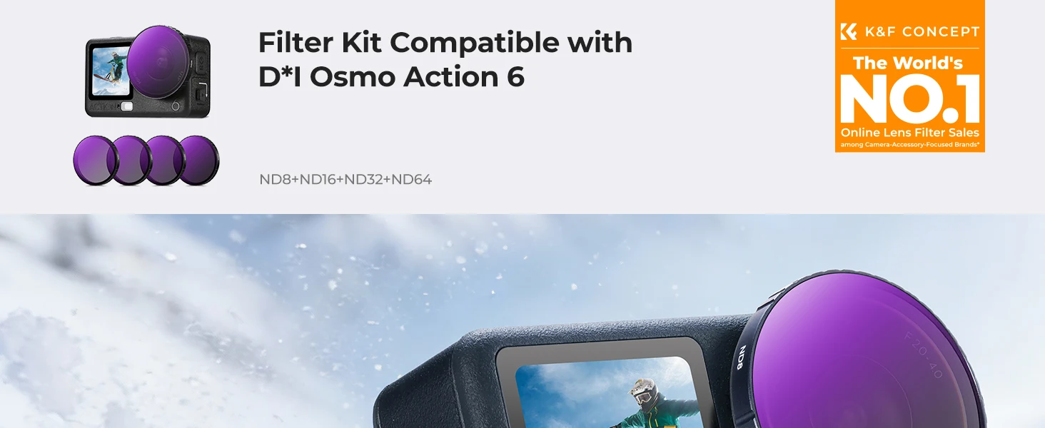 K&F CONCEPT Snap On CPL ND8 ND16 ND32 ND64 Schwarzdiffusionsfilter 1/4 Filterset für DJI Osmo Action 6 HD optisches Glas Mehrfac – Detail 25