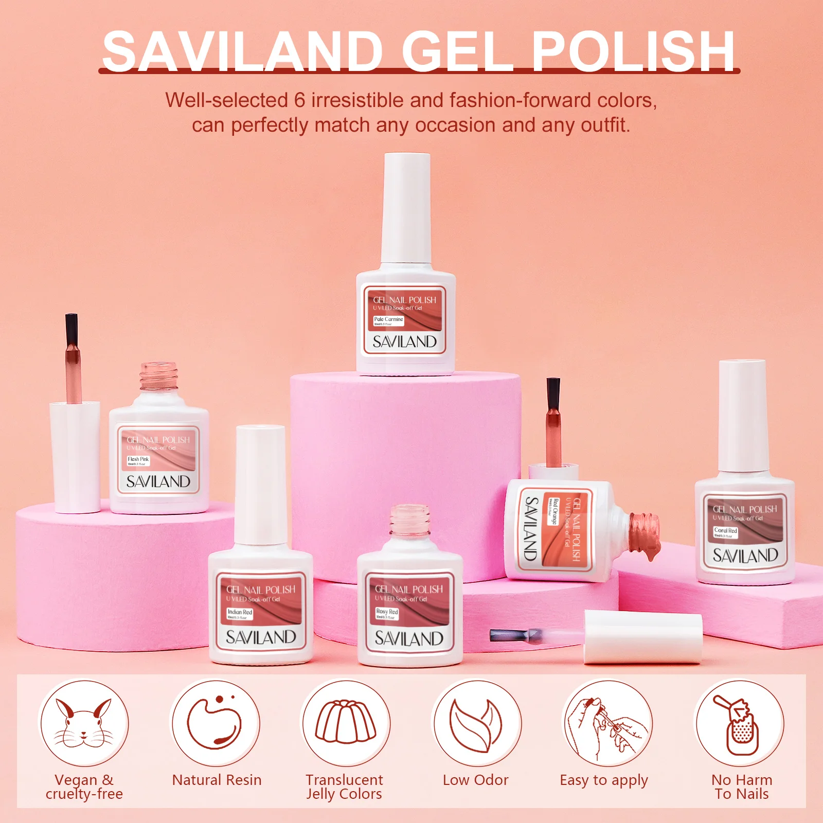 Saviland 6 stücke 10ml gel nagellack transparent gelee schiere nagellack einweichen uv nagel kunst gel politur startset für zuhause diy