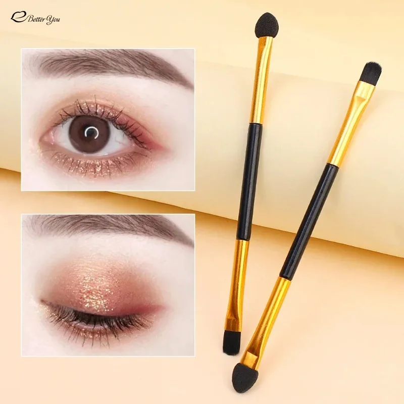 Double-Ended Eyeshadow Brush Professional Soft Sponge Head Artificial Fibre EyeShadow Makeup Brush Easy To Cover Beauty Cosmetic