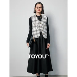 Toyouth Women Two Piece Set Shirt and Knitted Vest 2024 Spring Maillard Style Fashion Casual Official Suit