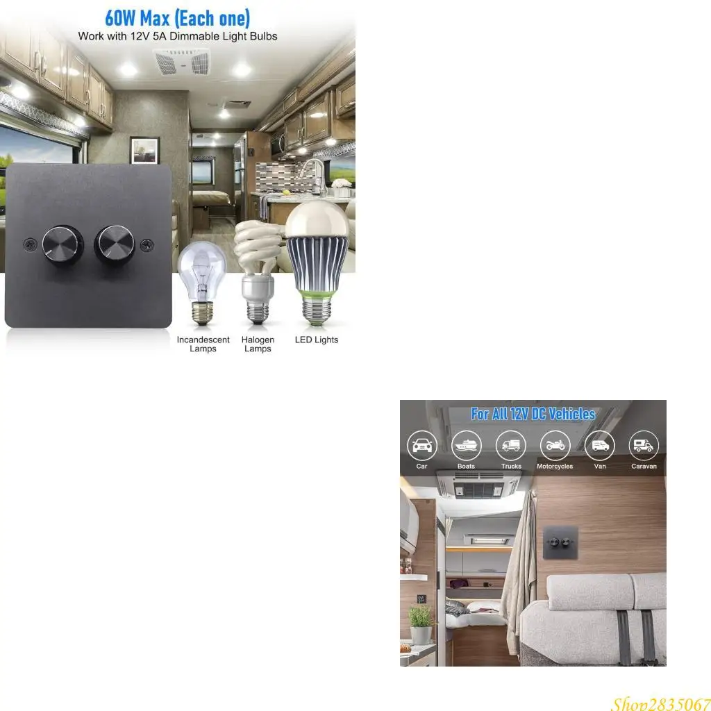 

Double Channel LED Light Controller Aluminum Case 2 Gang LED Dimmer Switches Stepless Dimming Energy Efficient 831F
