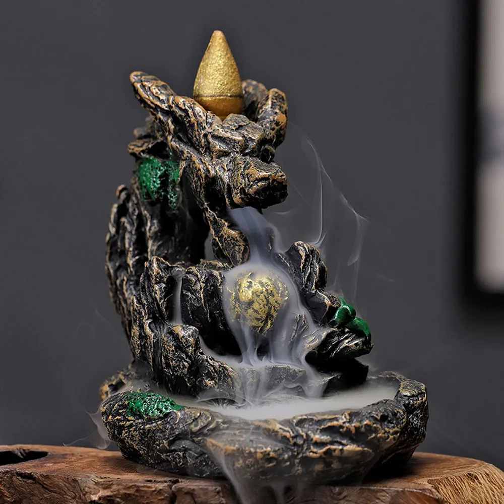 Resin Incense Furnace Ornament Smoke Waterfall Return Incense Furnace Home Furnishing Incense Rack Handicraft Collection