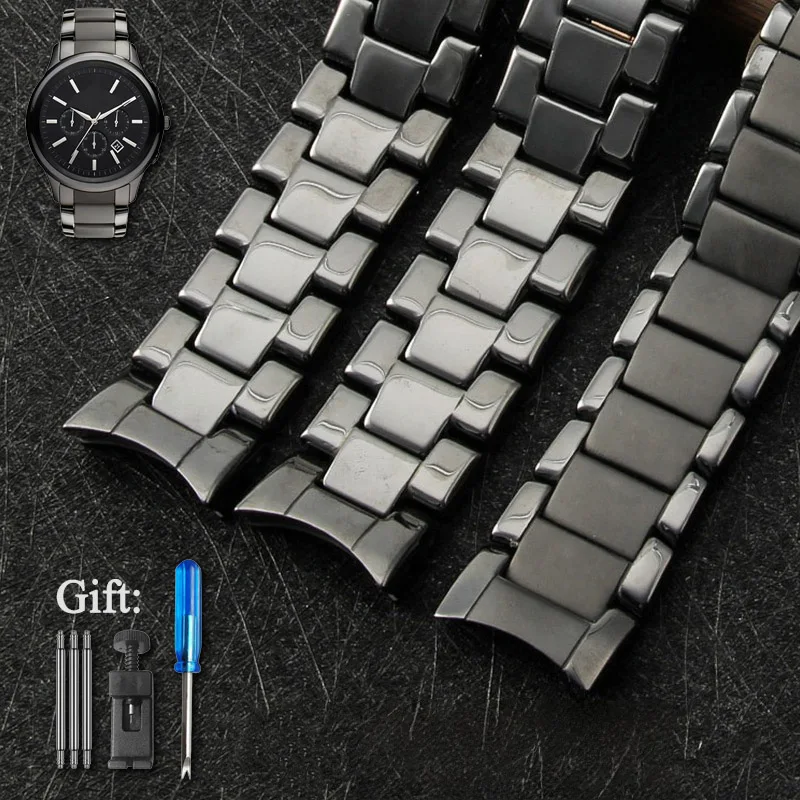 

Керамический ремешок для часов Armani AR1451 1452 1400 1410 1421 144, черный матовый глянцевый керамический браслет, аксессуары, браслет