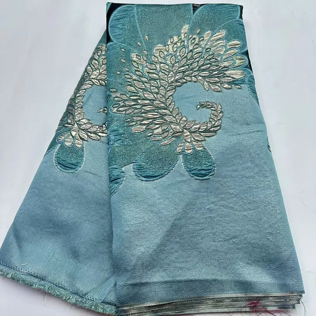 

Новый стиль, синяя французская африканская парчовая кружевная ткань, 2025 г., высококачественное нигерийское жаккардовое дамасское кружево для женщин, праздничное платье PJK25118