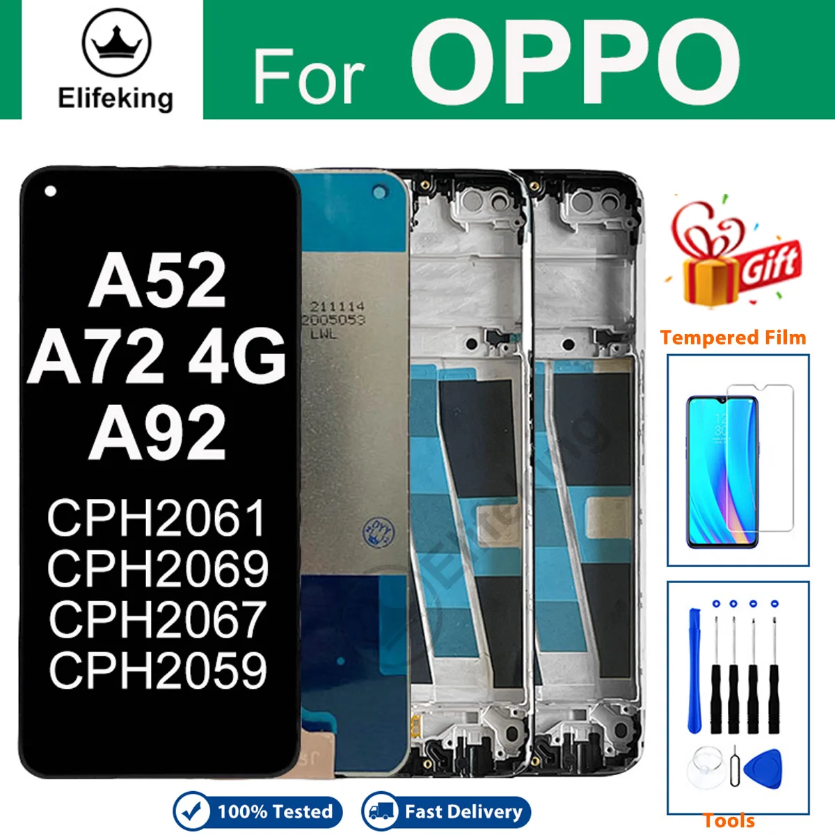 Lcd For Oppo A92 A52 A72 LCD Replacement Touch Screen Touch Digitizer Assembly For OPPO CPH2059 CPH2061 CPH2069 PADM00 Replace