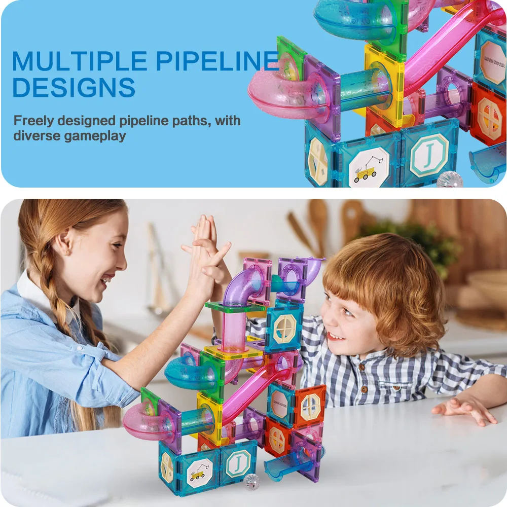 GIROMAG 10-110pcs Conjunto de construção de telhas e tubos magnéticos - STEM Brinquedos educativos de construção para crianças, meninos e meninas de 3 a 12 anos