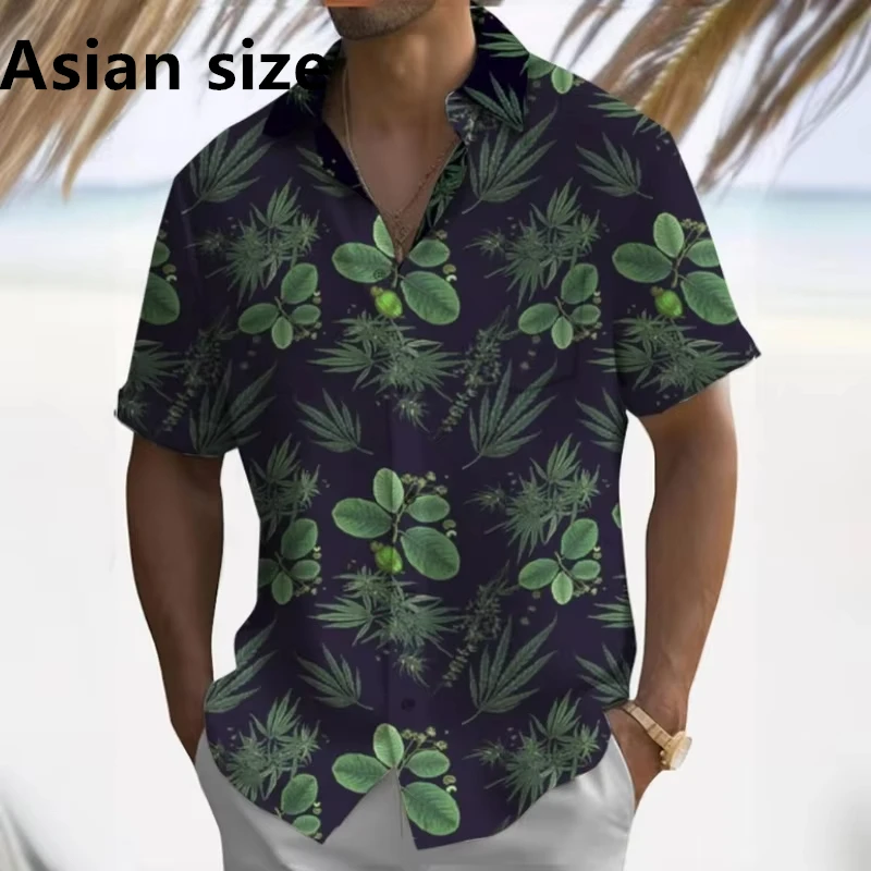 

3d Beach Flower Print Hawaiian Shirts For Men 2025 New Summer Men's Shirt Beach Casual Short Sleeve Shirts Loose Oversized Man