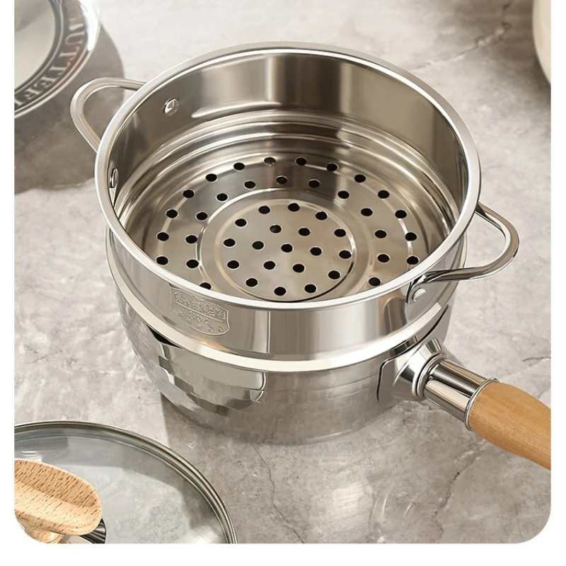 316L Stainless Steel Snow Pea Pan for Induction, Small Non-Stick Pot for Noodles ,Food Cookware, Corrosion-Proof Anti-Oxidation