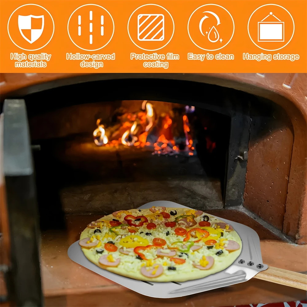 Customizable  Wooden Handle Pizza Peel Non Stick Scoop Baking Homemade Bread Kitchen