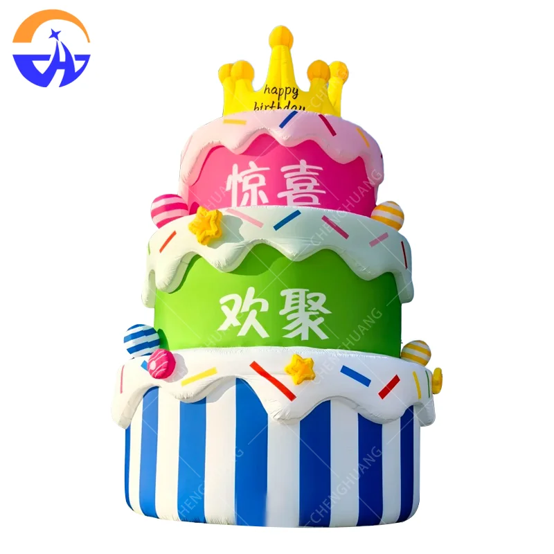 El gran accesorio inflable para tarta de cumpleaños incluye soplador, decoración para Plaza al aire libre, evento temático de celebración del centro comercial