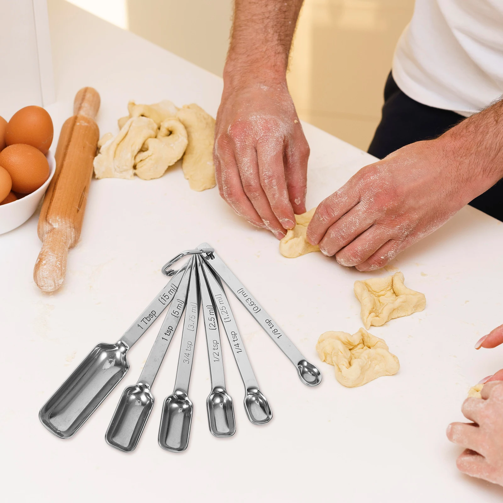 

1Set Measuring Cups Spoons Set Accurate Baking Kitchen Tool Organized Storage Reusable Stainless Steel Measuring Cups for Baking