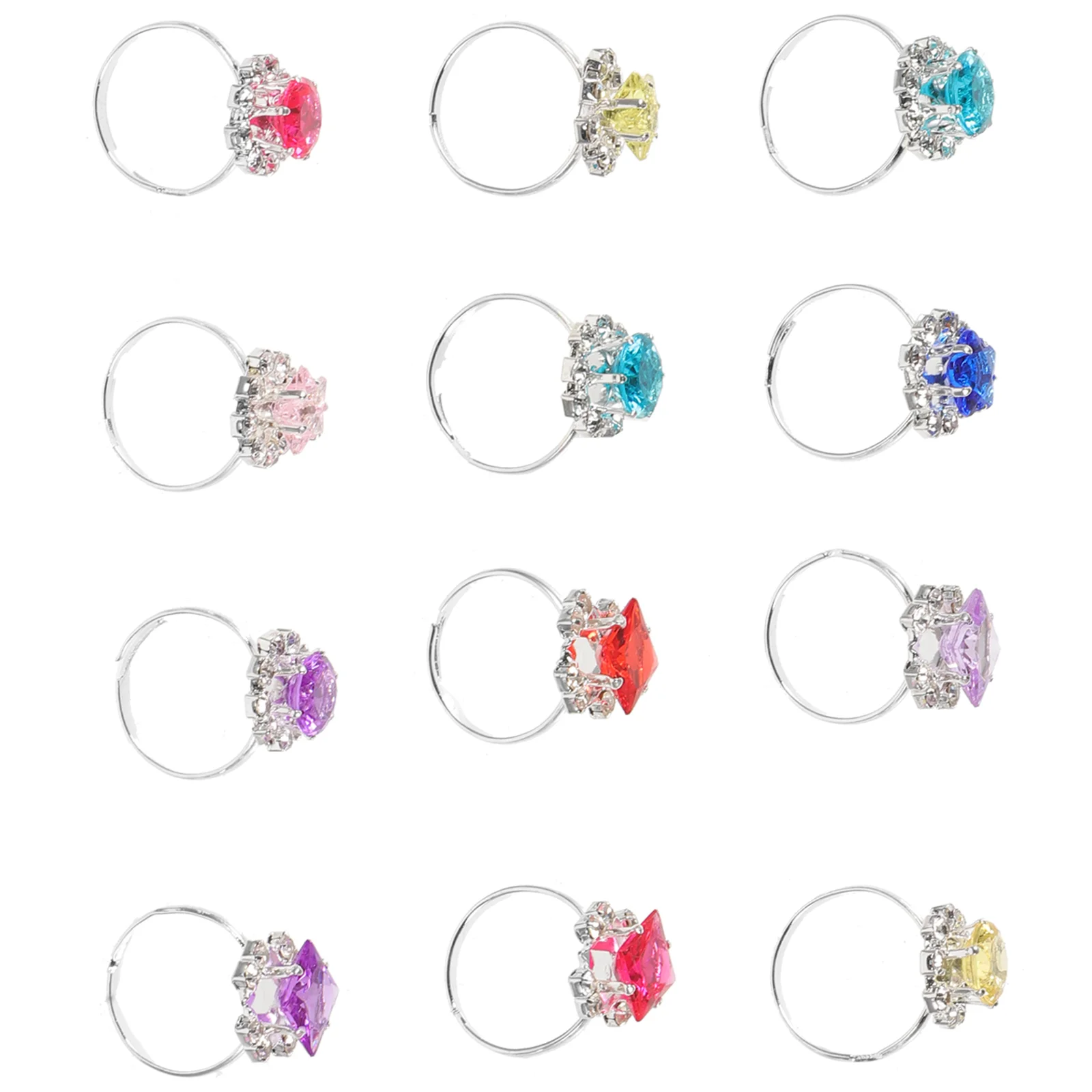 12 Pcs Child Diamante Ring Toddler Jewelry Girl Toys Box Flower Beautiful Kid Gift Baby Boy