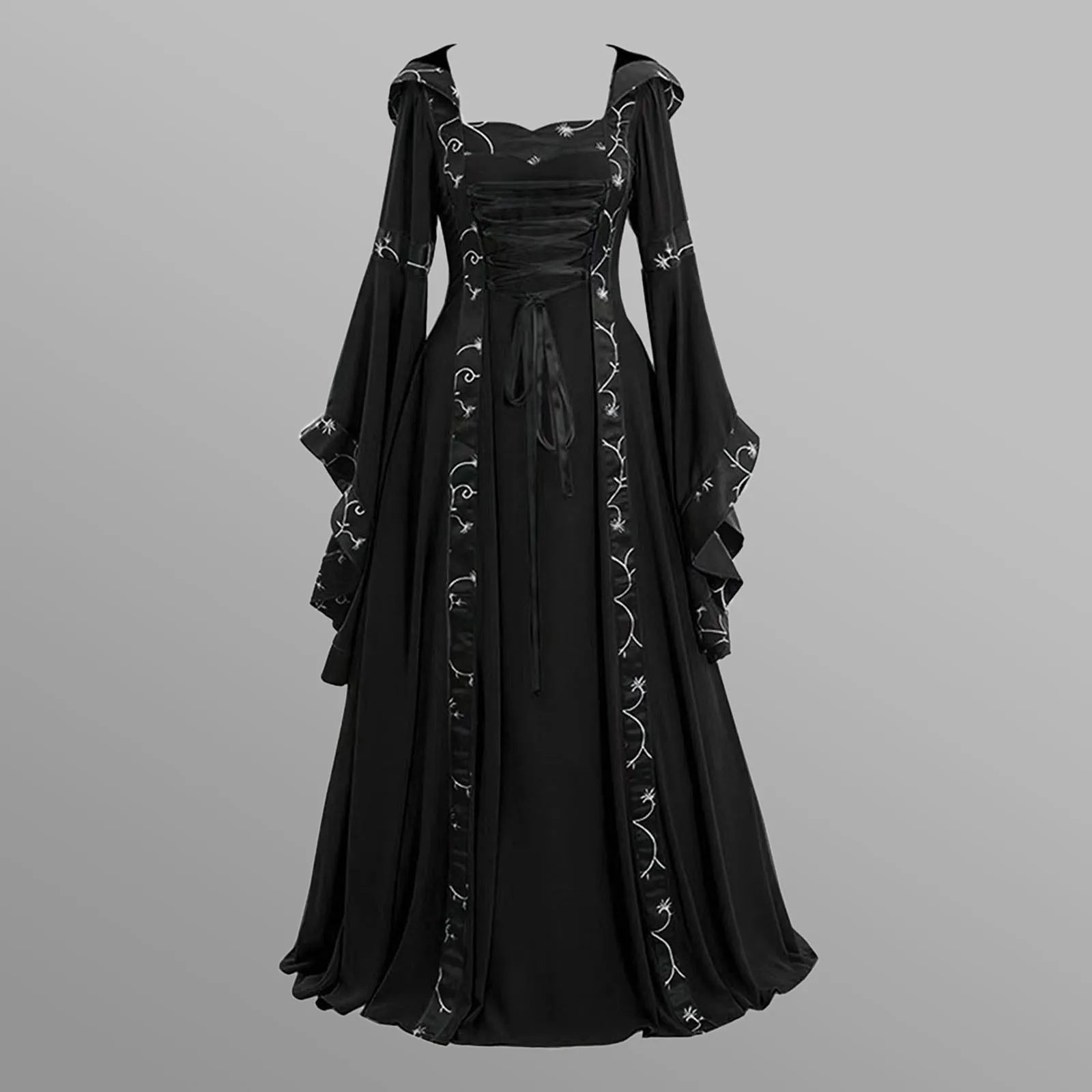 

For Women Vintage Cosplay Mopping Long Dress Women'S Gothic Dress With Waist Tie Elegant Women'S Clothing Medieval Party Dresses