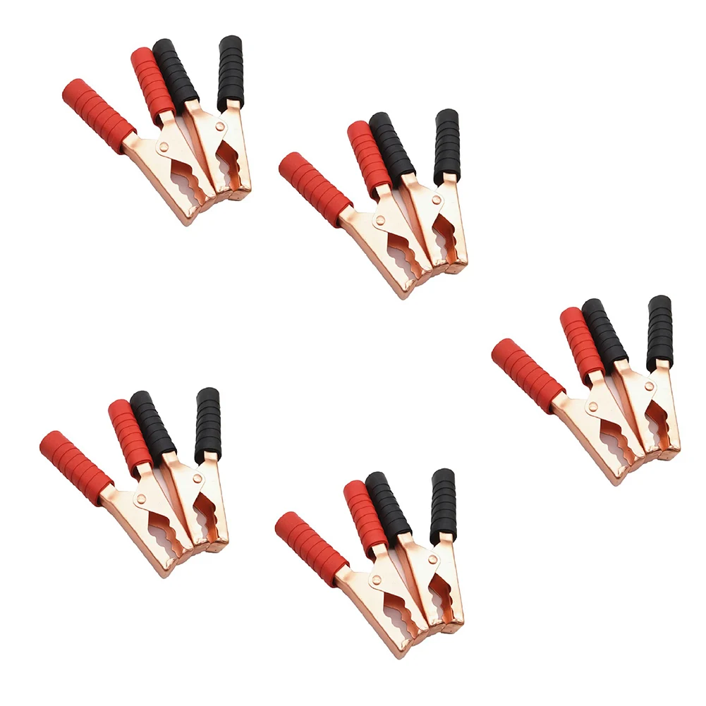 10pcs Red & Black Crocodile Clips For Electrical Engineering Voltage Testers 200A Car Copper-plated Alloy Crocodile Clips