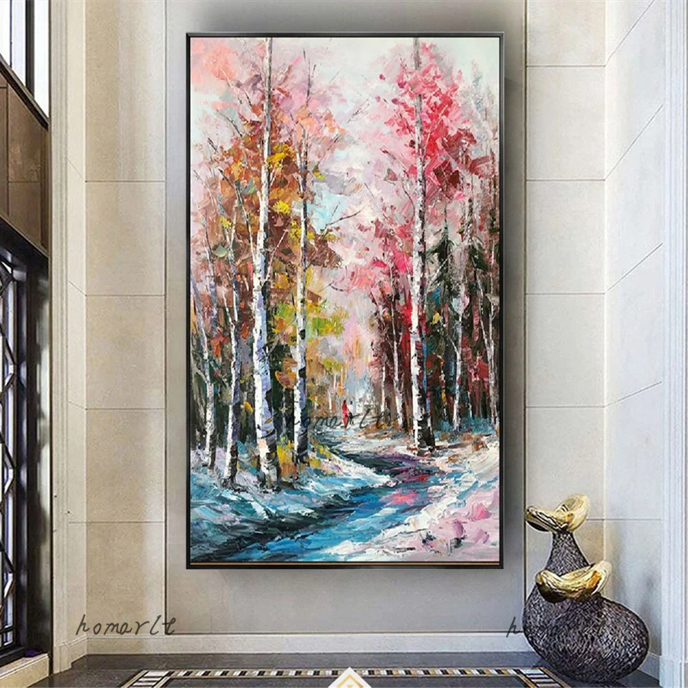 Christmas Oil Painting On Canvas Handmade Modern Popular Acrylic Pigment Abstract Wall Art Picture For Home Hotel Room Decor