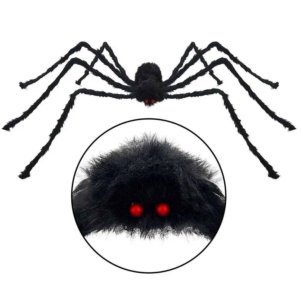 30cm/60cm/90cm/125cm/150cm/200cm Halloween Giant Black Plush Spider Decoration Decor Halloween Spider Simulation Plush Spider