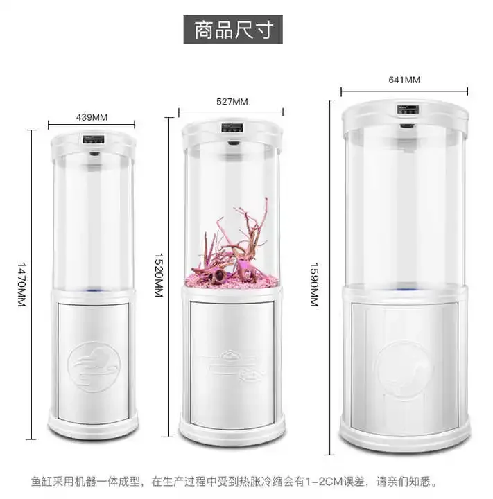 Aquariums,Round Aquarium Cylindrical Fish Tank Acrylic Aquarium Indoor Artificial Cylinder Acrylic Fish Aquarium With Base