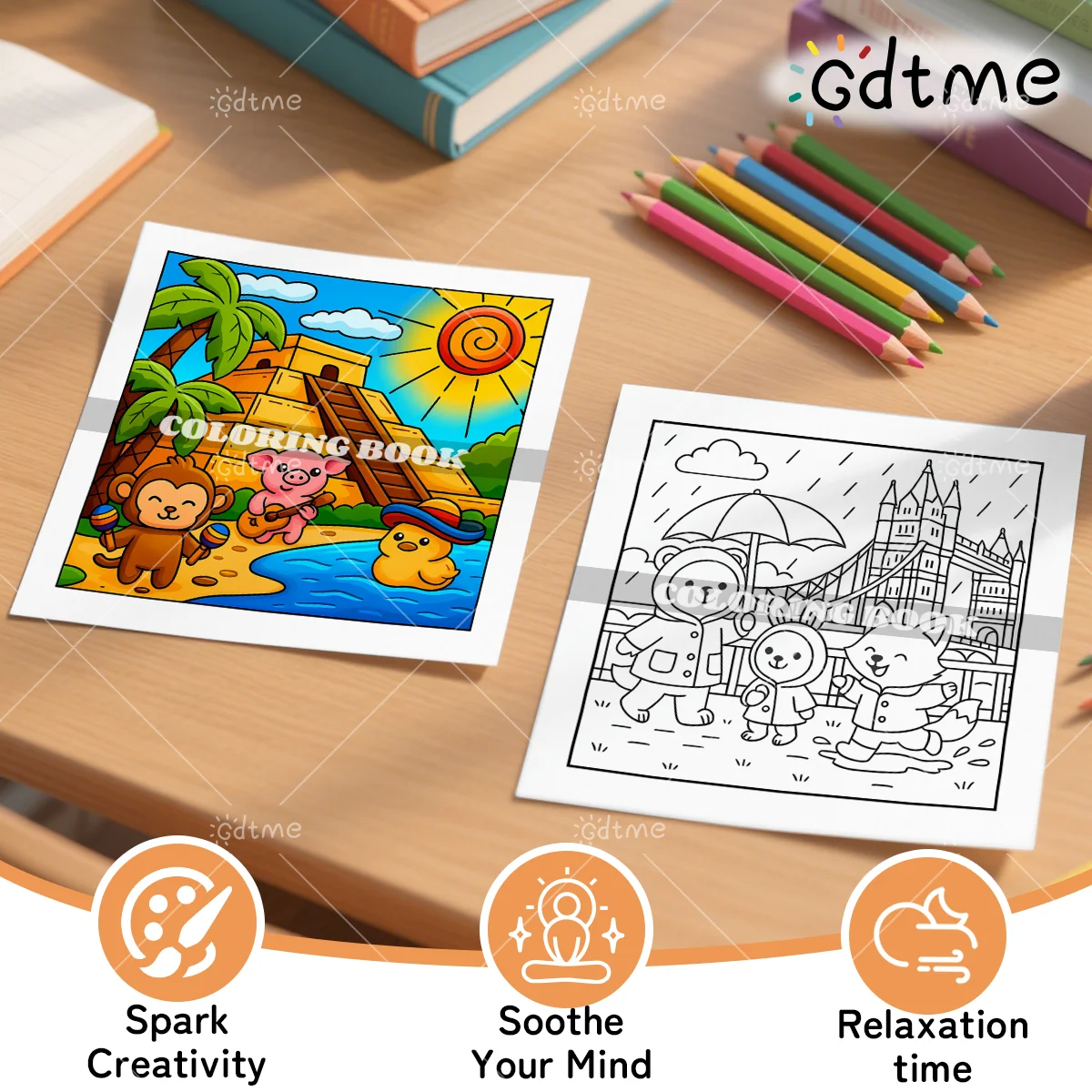 COZY TRAVEL Coloring Book for Adult 24page Relieve Stress Kill Time DIY Painting Drawing Book Kids Educational Toy