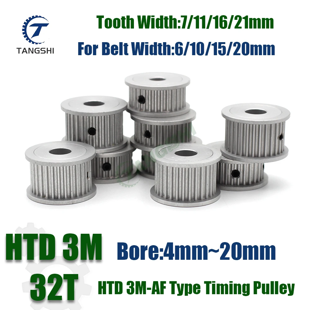 

HTD 3M Timing Pulley 32T 3M Pulley 32Teeth AF-Type Bore 4mm~20mm Synchronous Belt Width 6/10/15/20mm HTD 3M 32 Teeth Belt Pulley