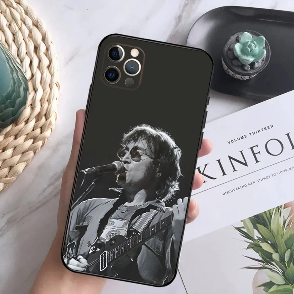 Singer J-John L-Lennon MBE Phone Case For iPhone 16,15,14,13,12 Mini 11 Pro XR,X,XS,MAX 7,8 Plus Silicone Cover Soft Black