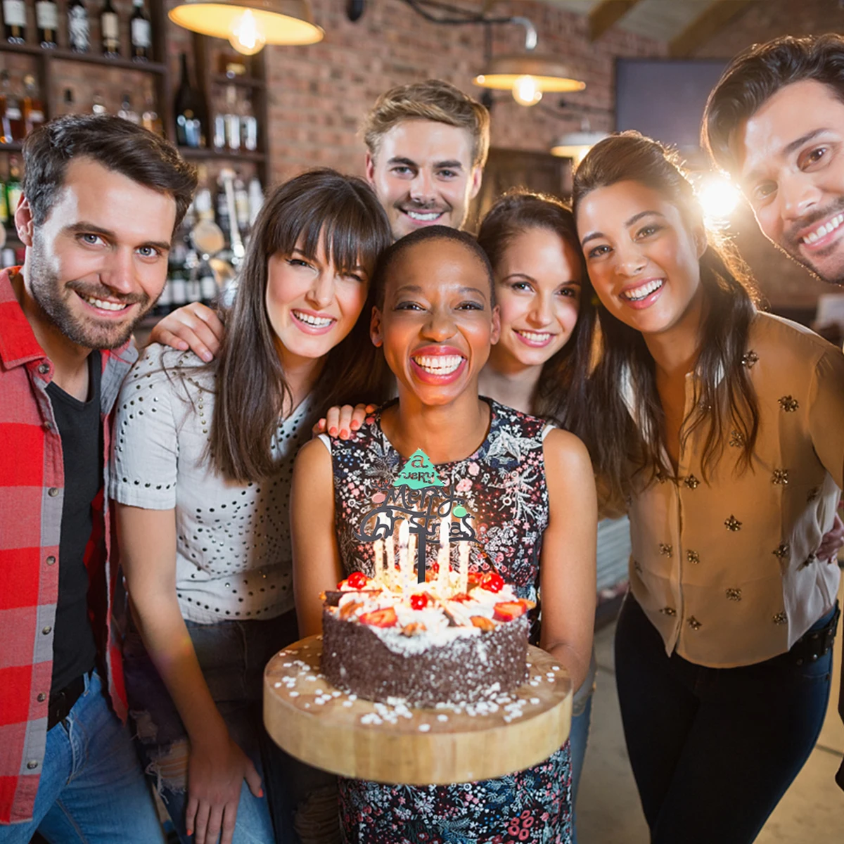 

5Pcs Merry Christmas Acrylic Toppers Green Tree Shaped for Cake Dessert Decor Christmas Cake Toppers Dessert Picks