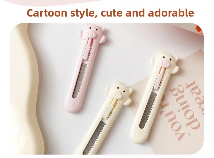 Mini Piggy Utility Knife Cute Express Delivery Artifact Portable Paper Cutter Hand Account Knife Girl Heart Student Stationery