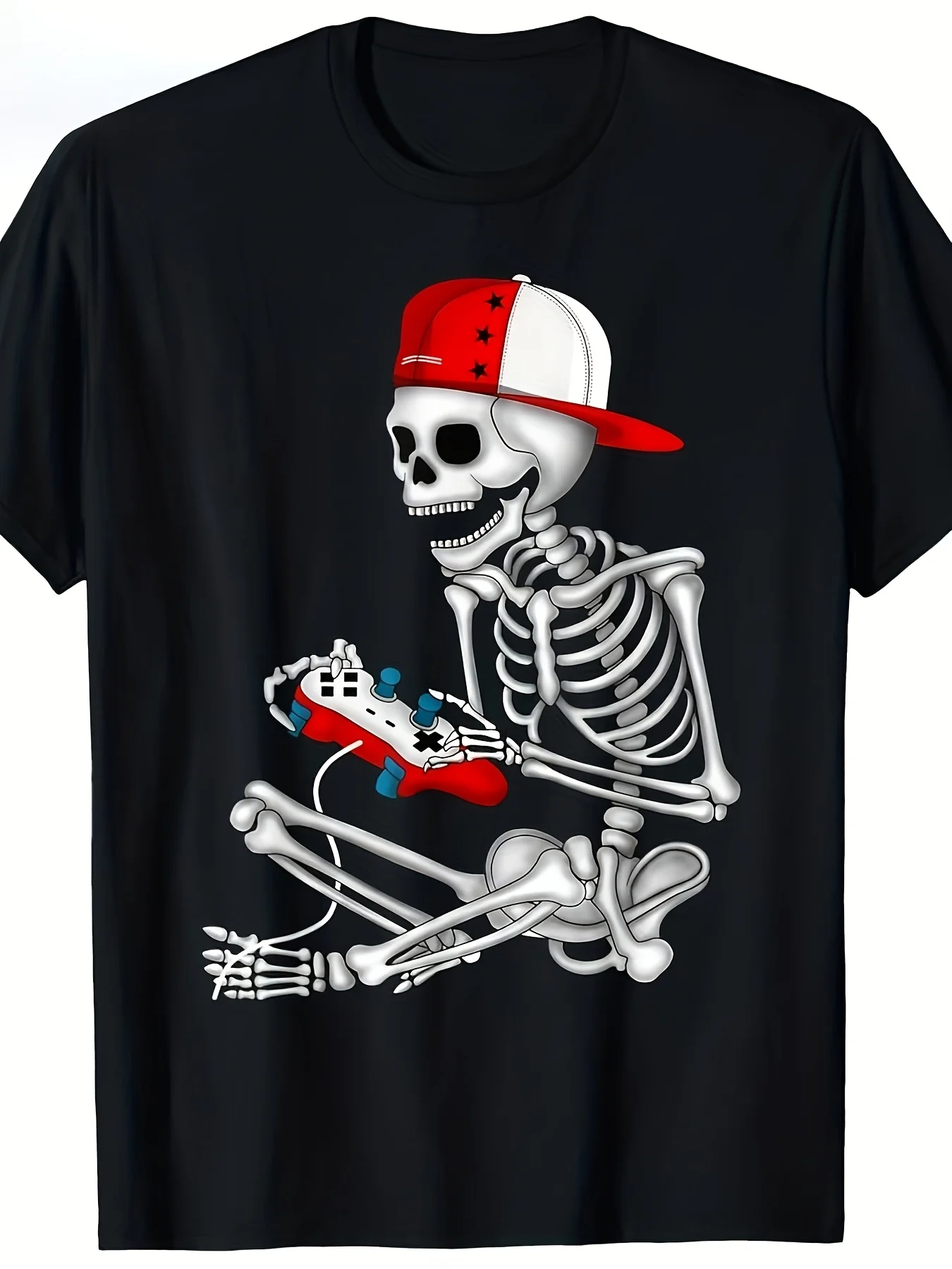Men's Big Tall Heavyweight Retro Gaming TShirt Vintage AppLeaf (for All) Skeleton Gamer Graphic Machine Washable Black Video Game Shirt for Halloween Costumes Group Events Parties Beach SportRetro Casual Short-sleeved T-shirt with a Round Neck