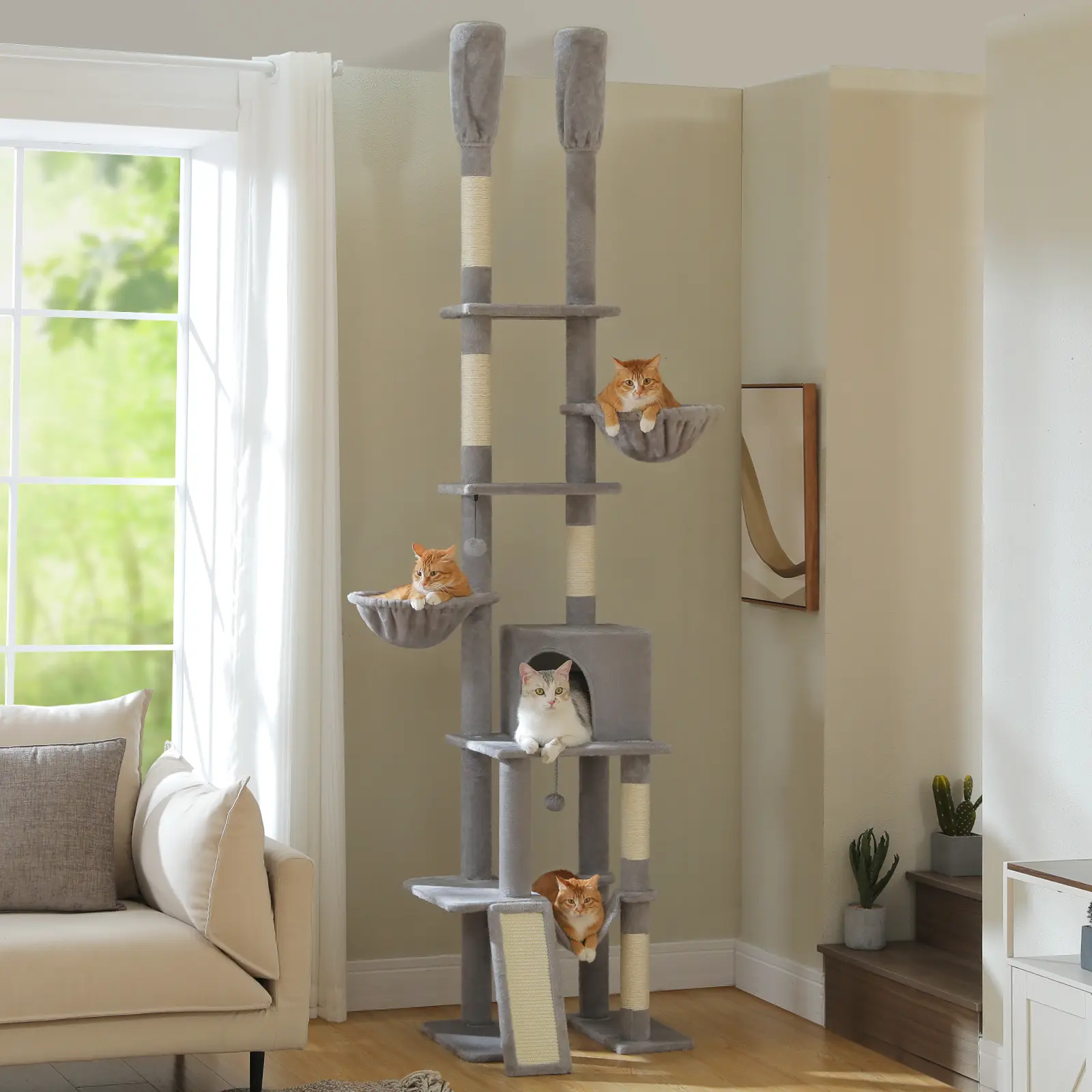 Floor-to-Ceiling Adjustable Cat Tower