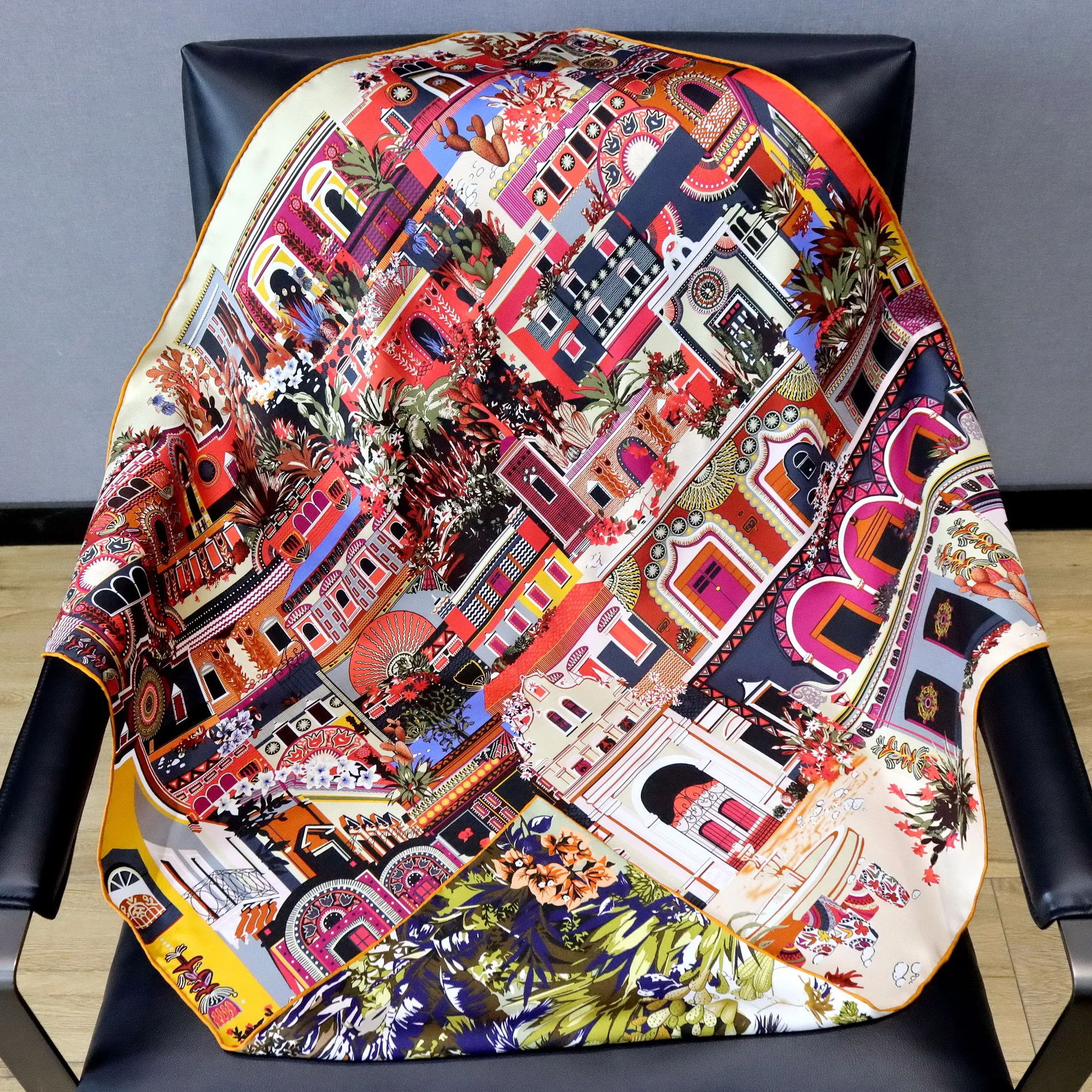 

Double Faced 18MM Silk Scarf Women Hand Rolled Bandanas Head Bag Accessories Designers Shawls Hair Neck Scarves Foulard Femme