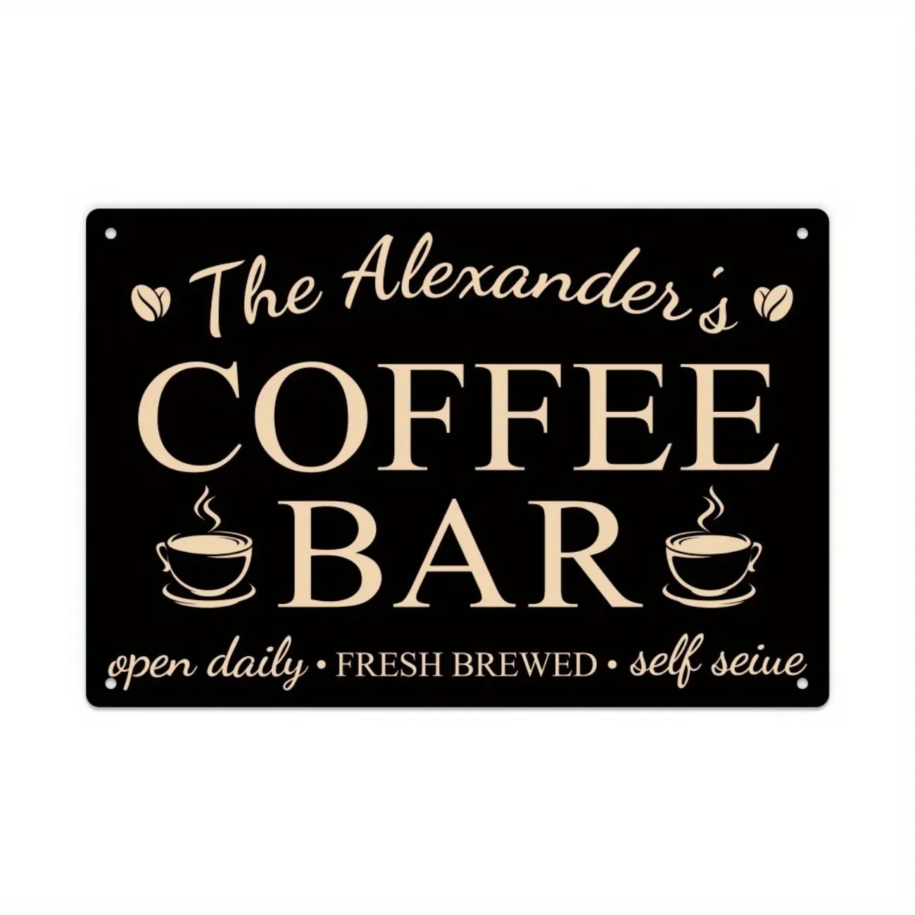 1pc Custom Name Coffee Bar Metal Sign - Personalized | Vintage Dust & Water Resistant Kitchen/Home Decor (Decorative Only)