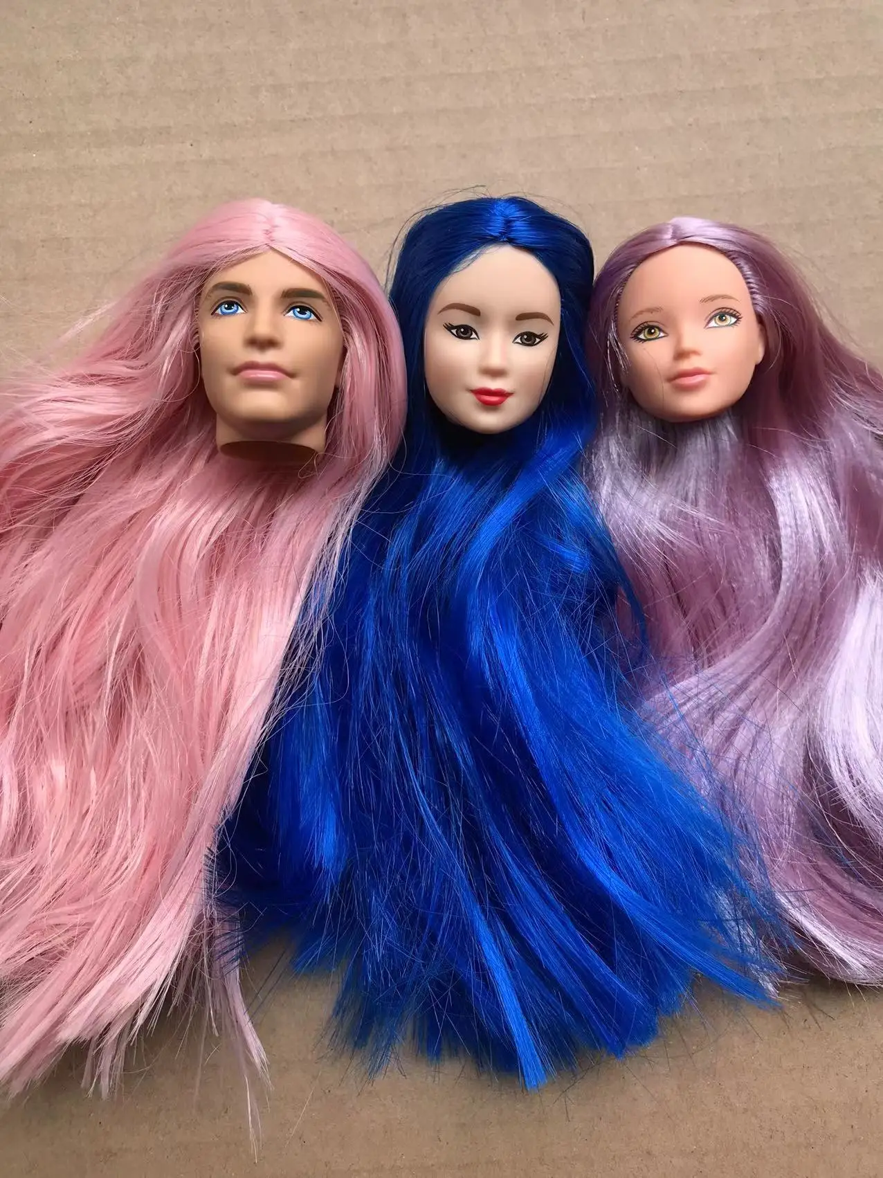 1/6 Doll Heads Long Soft Hair Doll Parts DIY Doll Accessories Kids Collection Figure Toys