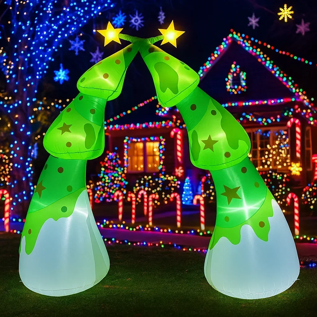 Arco de árbol de Navidad de 2,7 M/8,8 pies, modelo inflable, decoraciones navideñas, luces LED, decoración navideña al aire libre, decoración de fiesta en el patio del hogar