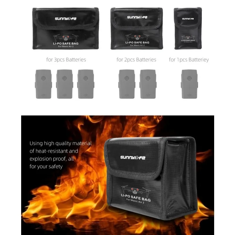 For DJI AIR 2S LiPo Safe Bag Explosion-Proof Protective Battery Storage Bag for DJI Mavic Air 2 Drone Accessories