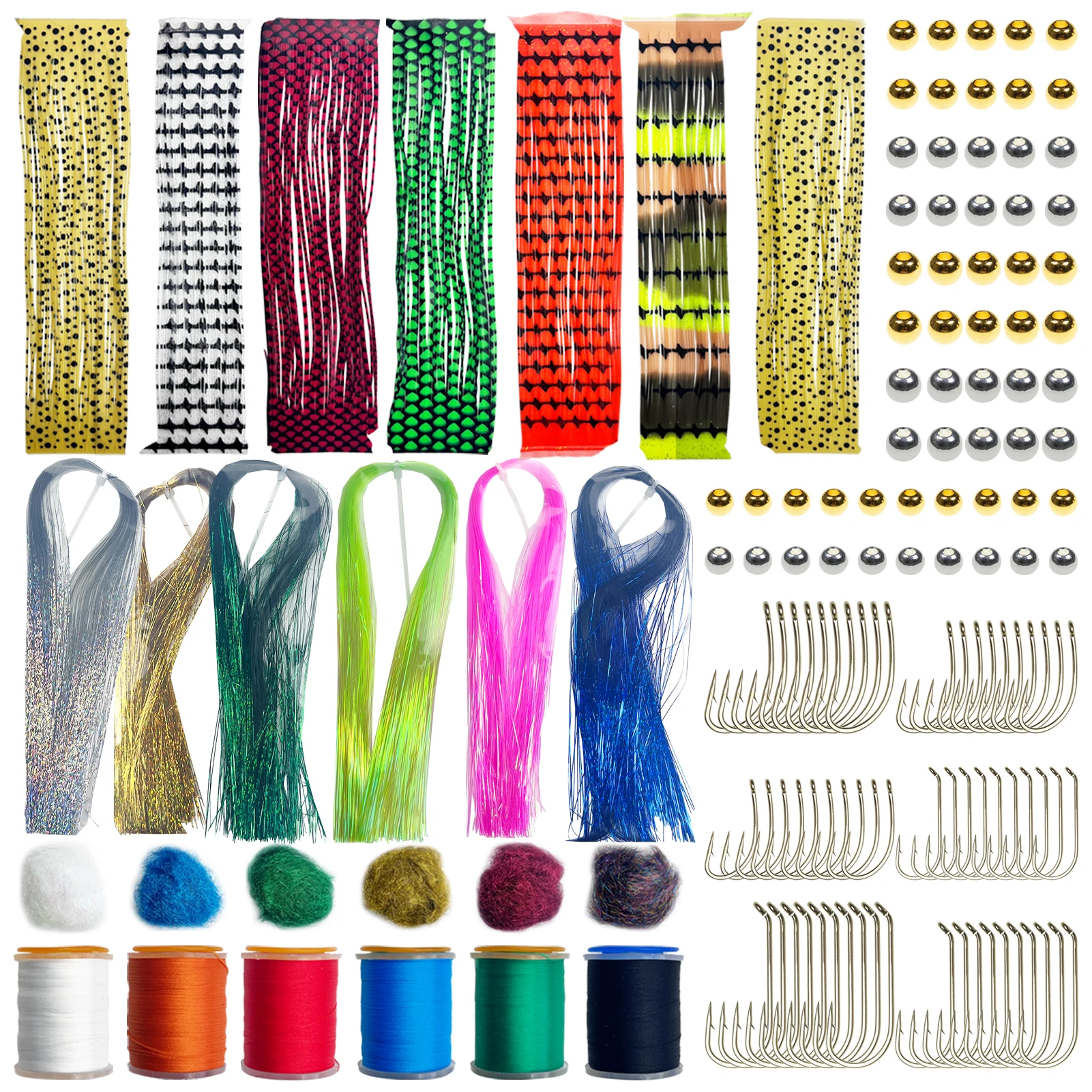 

БЕСПЛАТНАЯ FISHER, 145 шт., набор аксессуаров для рыболовных мушек, материалы для вязания мушек, крючки для лески, нить, хрустальные вспышки, бусины, леска