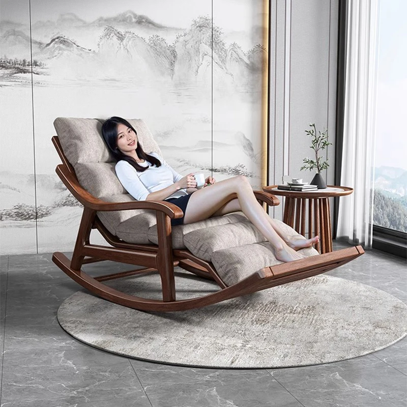 

Wooden Lounge Living Room Chairs Rocking Mobile Luxury Modern Designer Chairs Reading Lazy Fauteuil Salon Lounge Suite Furniture