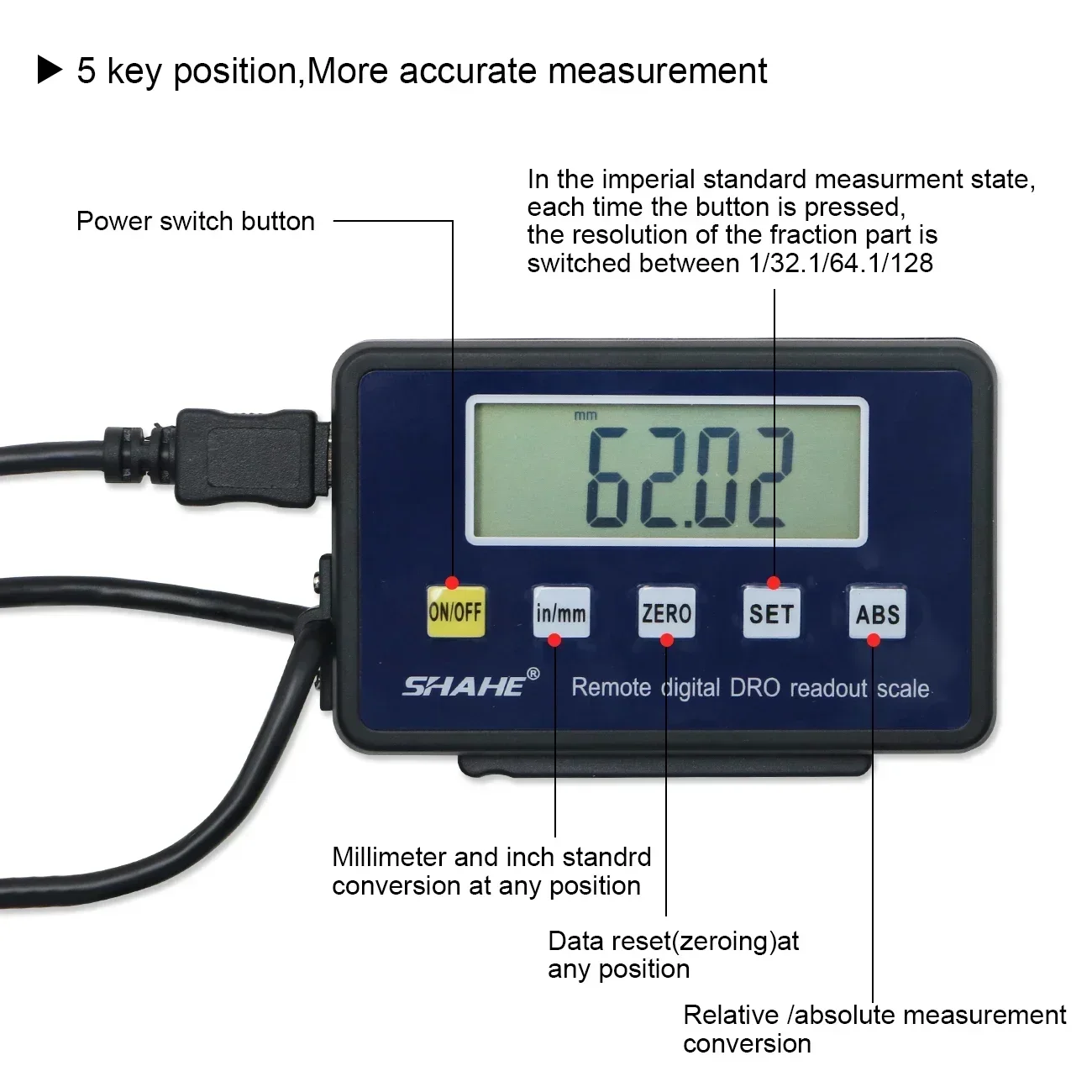 SHAHE 0–500 mm Anzeige, digitale lineare Skala mit LCD-Display, Basis, externes Display, Lineal, digitale Anzeige, Fernanzeige