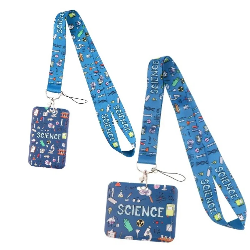 Cartoon Chemistry Laboratory Tools Phone Lanyard Necklace Multi‑use Accessory for ID Card Camera Key Ring Office Decoration