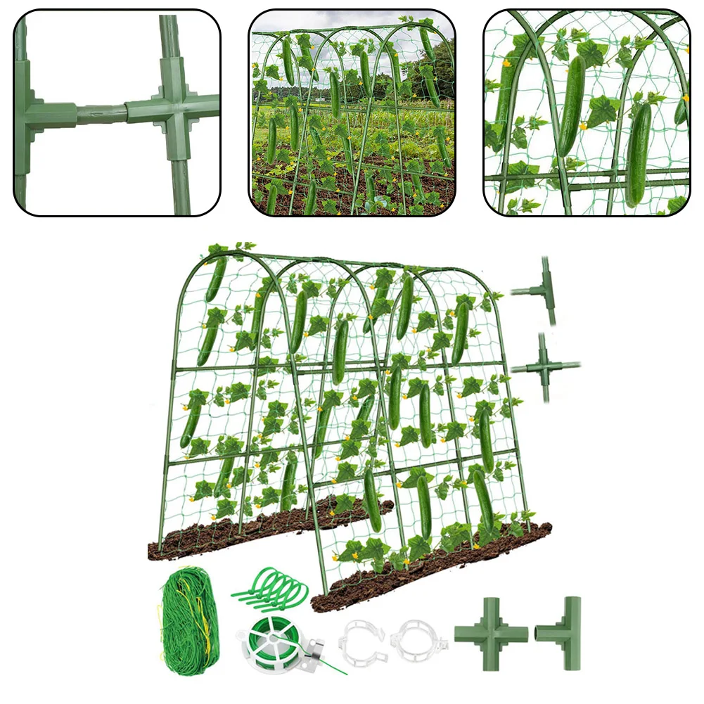 High Performance U Shaped Trellis for Growing Vining Vegetables with Secure Ground Insertion and Connector Parts