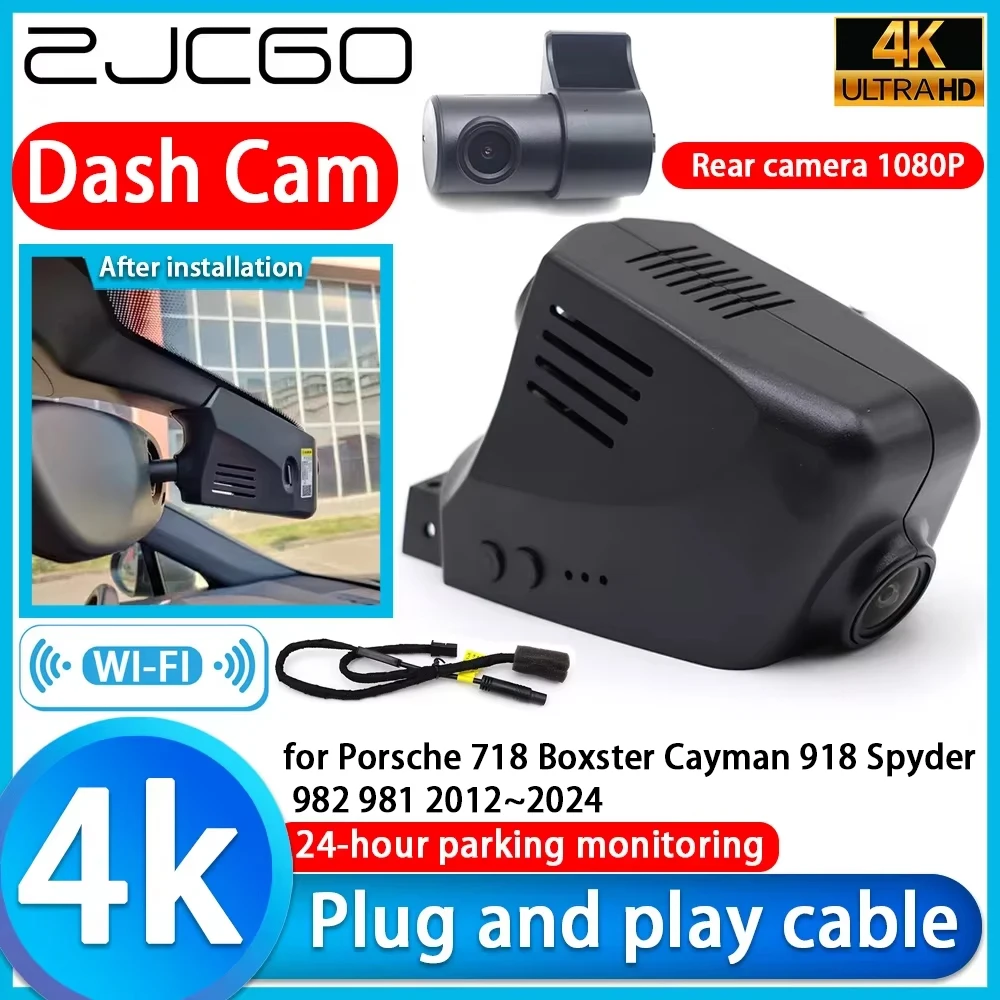 

ZJCGO Video Recorder 4K UHD Plug and Play Car DVR Dash Cam for Porsche 718 Boxster Cayman 918 Spyder 982 981 2012~2024